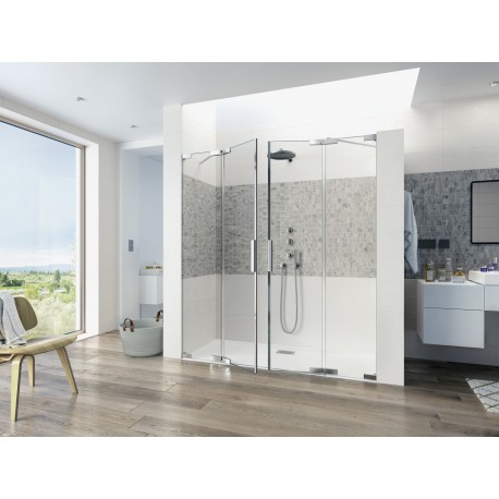 Kinequartz Equerres 2P XXL Kinedo - Double Porte de Douche Pivotante Sans Seuil