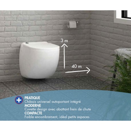 W40SP Watermatic - Cuvette WC Suspendue avec Broyeur Intégré