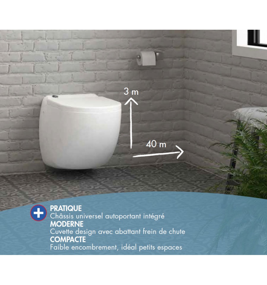 W40SP Silence Watermatic, la cuvette WC suspendue à broyeur intégré ICI à  Prix Broyé