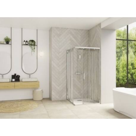 Smart Design A/C Kinedo - Paroi Douche d'Angle Sérigraphiée et Coulissante