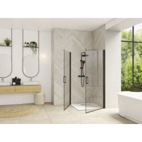 Smart A/P Kinedo Sans Seuil - Paroi Douche d'Angle Transparente et Pivotante Intérieur / Extérieur