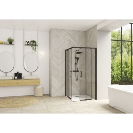 Smart A/C Kinedo Sans Seuil - Paroi Douche d'Angle Transparente et Coulissante