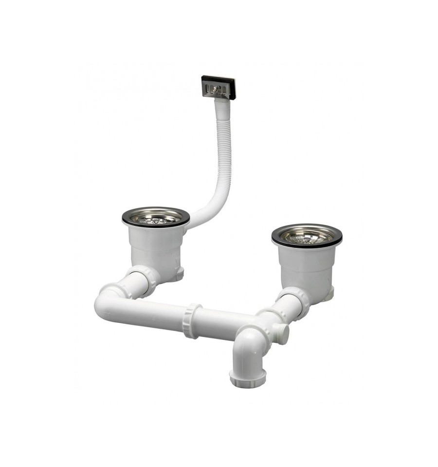 Ensemble siphon capot grille et tasse pour bonde de douche diamètre 90