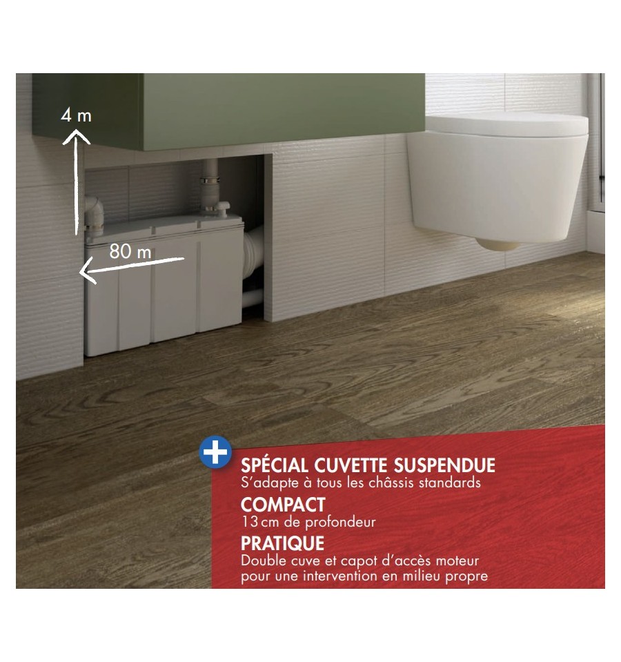W40SP Silence Box Watermatic, la cuvette WC suspendue à broyeur intégré ICI  à Prix Broyé