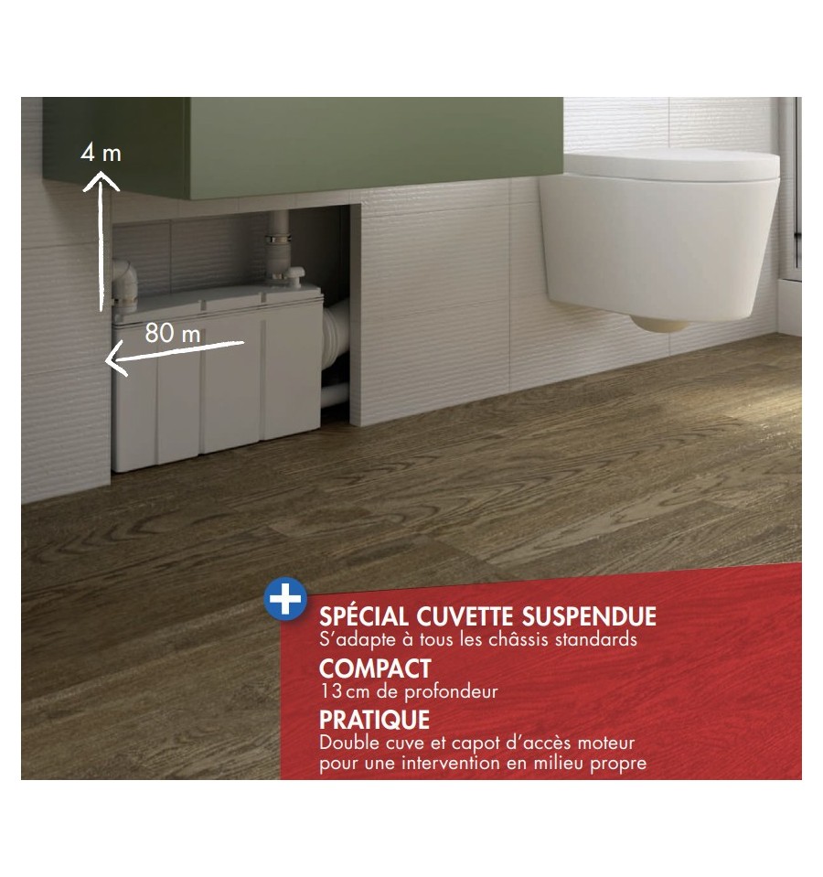 Broyeur et pompe adaptable WC et lavabo 2 entrées - WATERMATIC W12