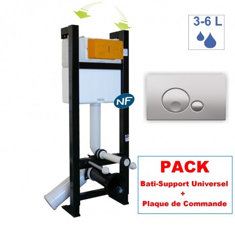 Pack Bâti-Support Autportant Evo Regiplast + Plaque de Commande Globe pour WC Suspendu