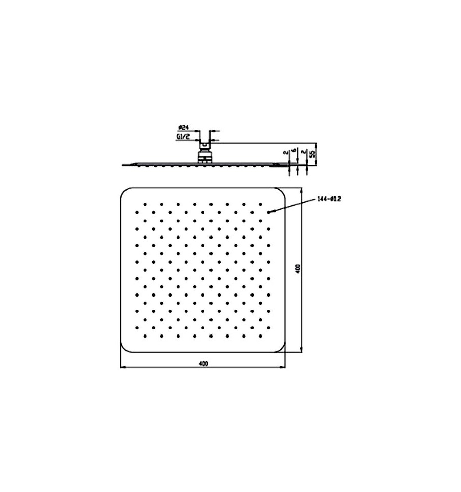 1721 tete de douche haute 400 x 400 mm paini
