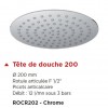 Tête de Douche Haute Ø 200 mm Paini