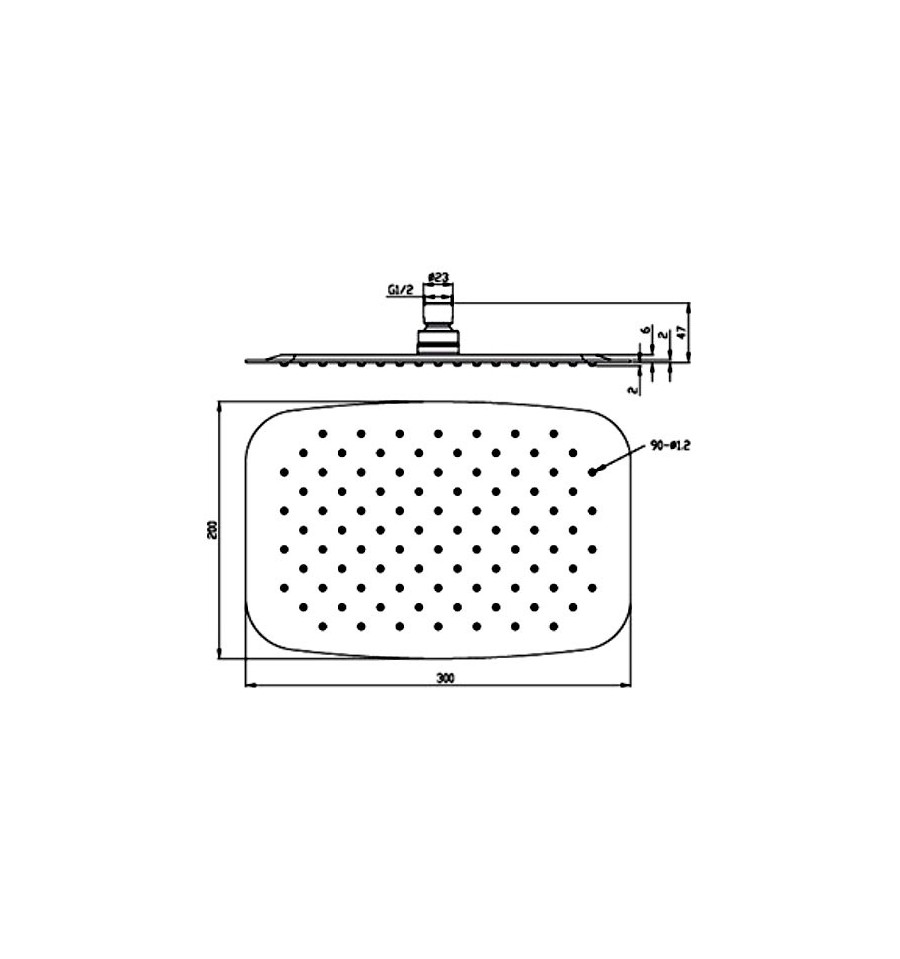 1726 tete de douche ovalie 300 x 200 mm paini