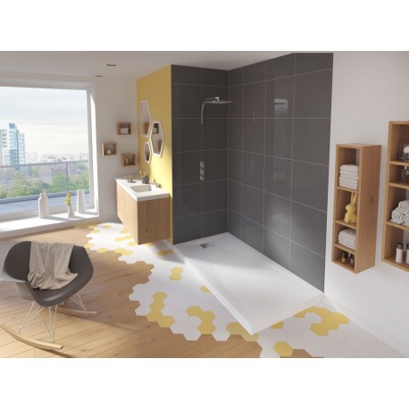 Receveur Douche Kinesurf Rectangle Kinedo avec bonde centrée sur la largeur