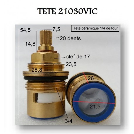 Tête à clapet TET 21030VIC de Paini France Robinetterie