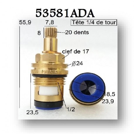 Tête Céramique en 1/2 53581ADA de Paini France Robinetterie