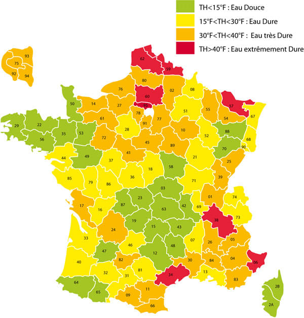 Carte de France - Dureté de l'Eau